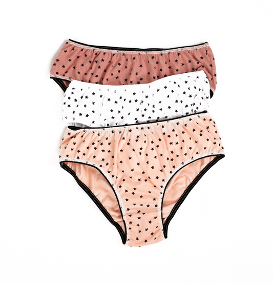 Lot de 3 slips fillette motif étoiles