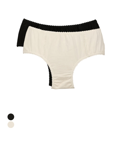 Lot de 2 slips femme en coton LYCRA avec galon