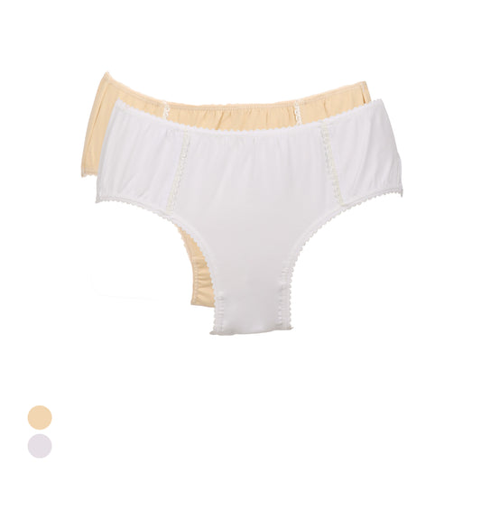 Lot de 2 slips femme en coton LYCRA avec galon